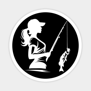 Fishing Girl Silhouette Magnet